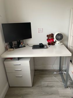 Home Office 3-Drawer Office Desk with Drawers Computer Desk Study Table File Cabinet
