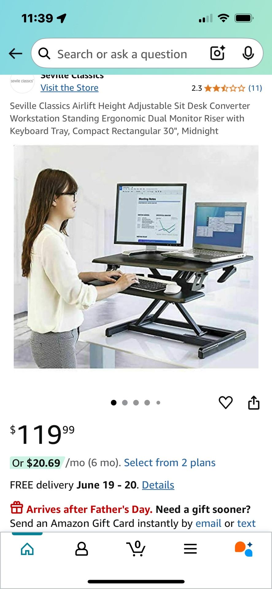 Seville Classics Air Lift Desk Riser