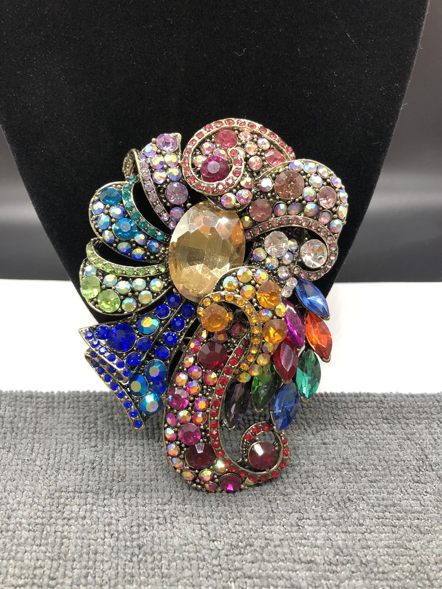 Fabulous multi colored crystal brooch