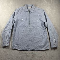J Crew Wallace & Barnes Men’s M Blue Half Zip Twill Work Shirt Railroad #1474