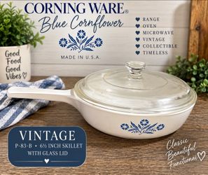 Corning Ware Blue Cornflower 6.5" Skillet with Glass Lid