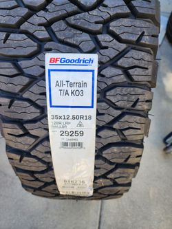 1x new 35X12.50X18 TIRE BFGOODRICH KO3