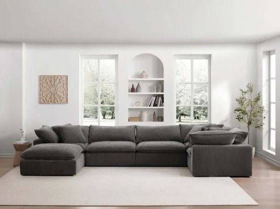 Sereen 6-piece Fabric Modular Sectional, Dark Gray coach sofa