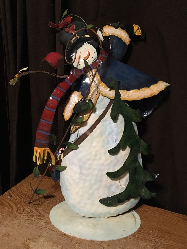 Metal Snowman Scarf Trees Coat Cardinal Cane Garden Or Yard Decor Figure 28 In