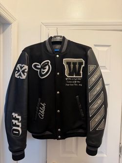 Off white leather bomber