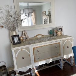 Solid Wood Buffet Cabinet And Mirror
