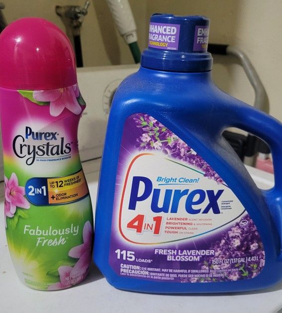 Purex Fresh Lavender Blossom (115 Loads/150oz) Detergent  & Purex Crystals Fragrance Scent Boosters (21oz) For $12/$12 Por Los 2