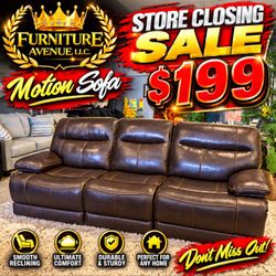 Brown Leather Motion Recliner Sofa **does not recline**