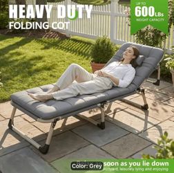 New Upgraded Gray Heavy-Duty Cot holds 600 lbs