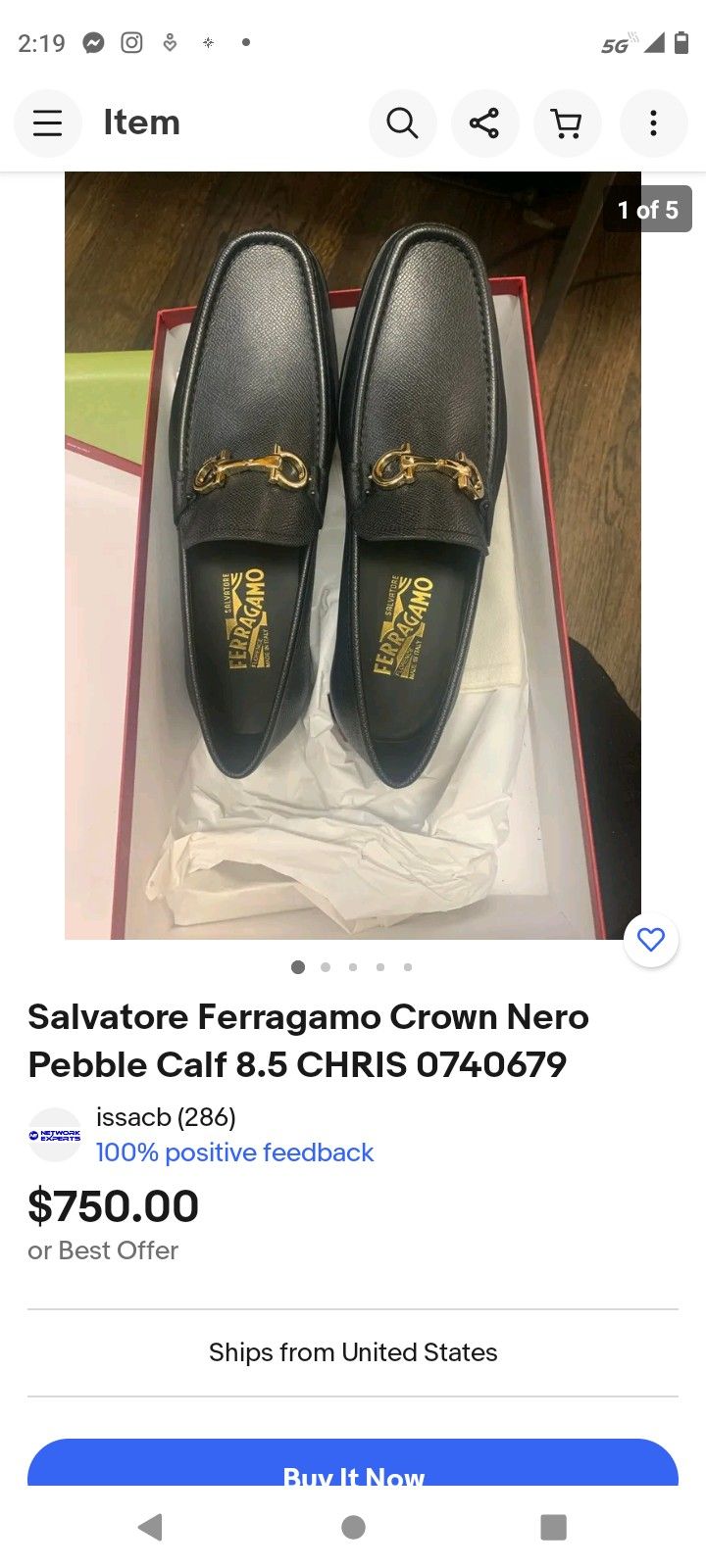 Salvatore ferragamo nero on sale pebble calf
