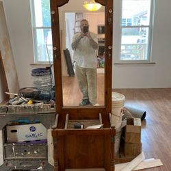 Foyer Hat Tack With Mirror Antique 