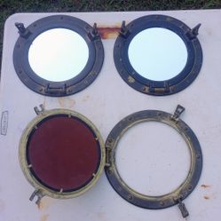 3  brass fake porthole mirrors