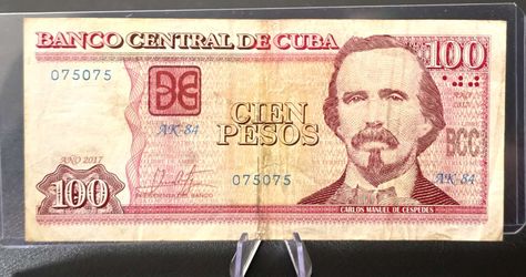 100 Pesos 2017-banco Central De Cuba-repetidor-circulado