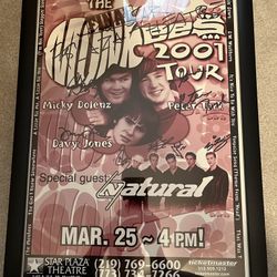 THE MONKEES  CONCERT AUTOGRAPHED TOUR POSTER   MINT CONDITION    21 X 15 