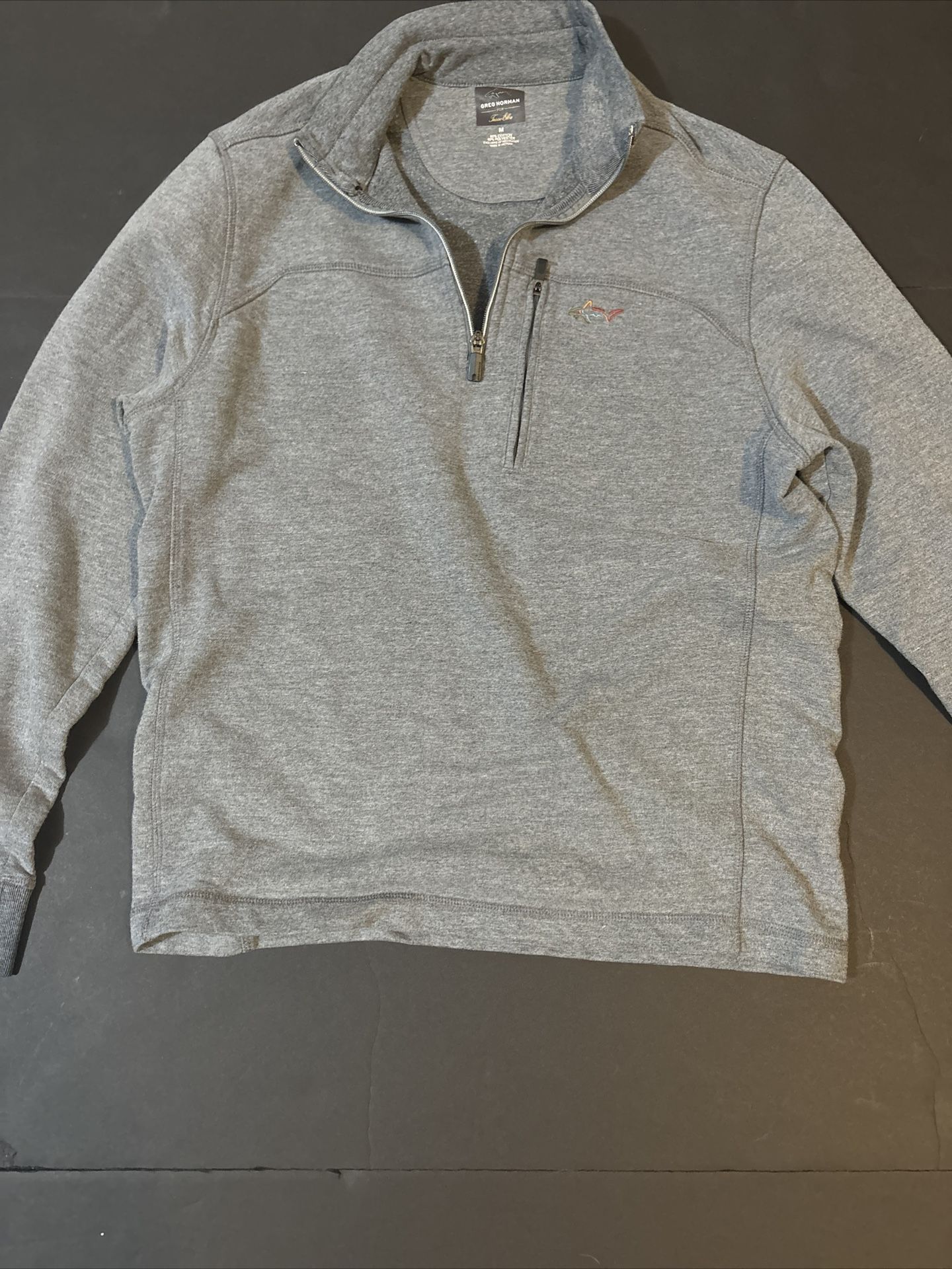 Greg Norman Men's Medium Gray Embroidered 1/4 Zip Golf Sweatshirt Pullover