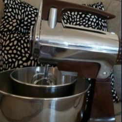 Antique Sunbeam Mixmaster Speed 12 Speed Stand Mixer Brown Chrome + Two bowls