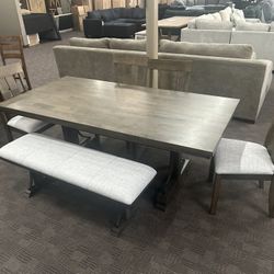 Large Dark Wood Table Set 