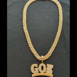 🔥14mm Cuban Link 24” 14K Gold-Filled Chain + 18K Gold-Filled GOE “God Over Everything” Pendant 💎