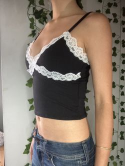 Black white lace tank