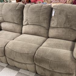 Tan La Z Boy Reclining Sofa