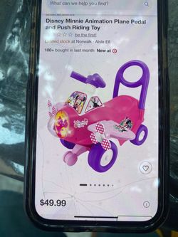 Disney Minnie Mouse Animation Plane Pedal and Push Riding Toy