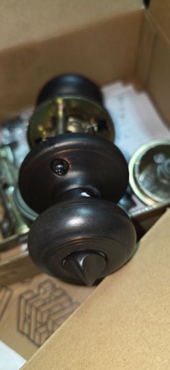 Set of 3 top and bottom Oil-Rubbed Bronze Door Knob with Lock Set