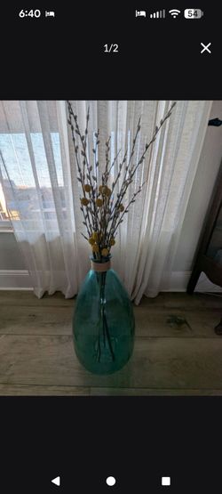 Large Glass Floor Vase with Rope Detail