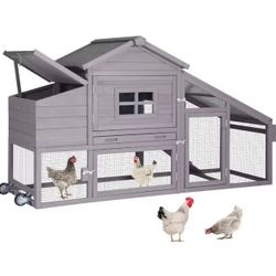 4 Laying Hens + Mobile Chicken Coop on Wheels 