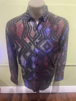 Deniko Shirt Button Front Black/purple Regular Fit 