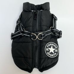 Small Dog Puffy Jacket With Built-in Harness