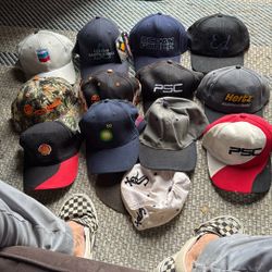 Lot Of Baseball Hats Variety