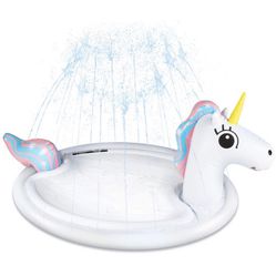 Good Banana Unicorn Splashy Sprinklers, Kids’ Jumbo Splash Pad & Pool with 360-Degree Sprinklers, 6 Ft Long, Backyard, Lawn, Outdoor Play, Poolside, F