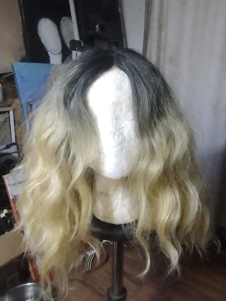 Ombre Blonde Dark Roots Wig