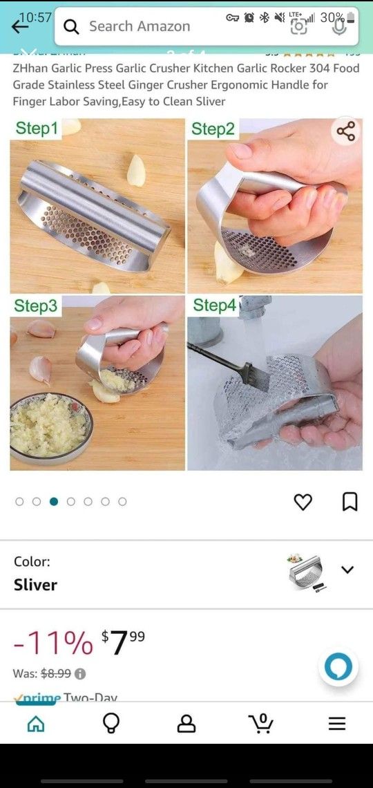Garlic Press - Garlic Crusher - Garlic Grater - Stainless Steel