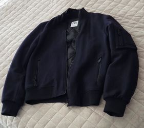 Wool Navy Blue Zara Bomber