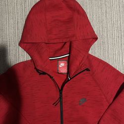red nike tech fleece zip up 