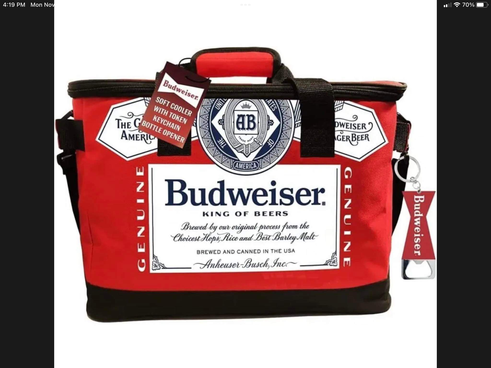Budweiser 30 Pack Soft Cooler