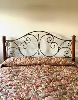 Queen Size Metal Bed Frame with Mattress and Box Spring included.