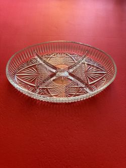 Oval 11" Crystal Divided Serving Dish