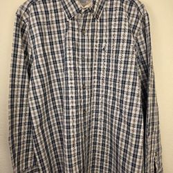 Carhartt Button Up Long Sleeve Shirt Men XL  Relaxed Fit Brown Tan Black Plaid 