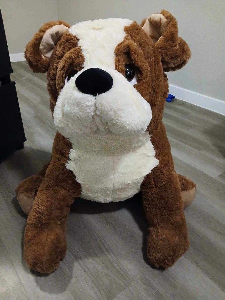Giant Stuffed Brown And White Dog