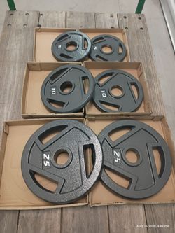 Olympic Weight Plates - Two 25lb, Two 10lb, Two 5lb (80lbs total)