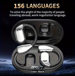 New Black 3 in 1 Translation Earphones Real Time translation - plays music and answer calls