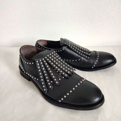 NEW BOEMOS 8957 Italian Leather Black Studded Kiltie Oxford Women's EU 41 US 10