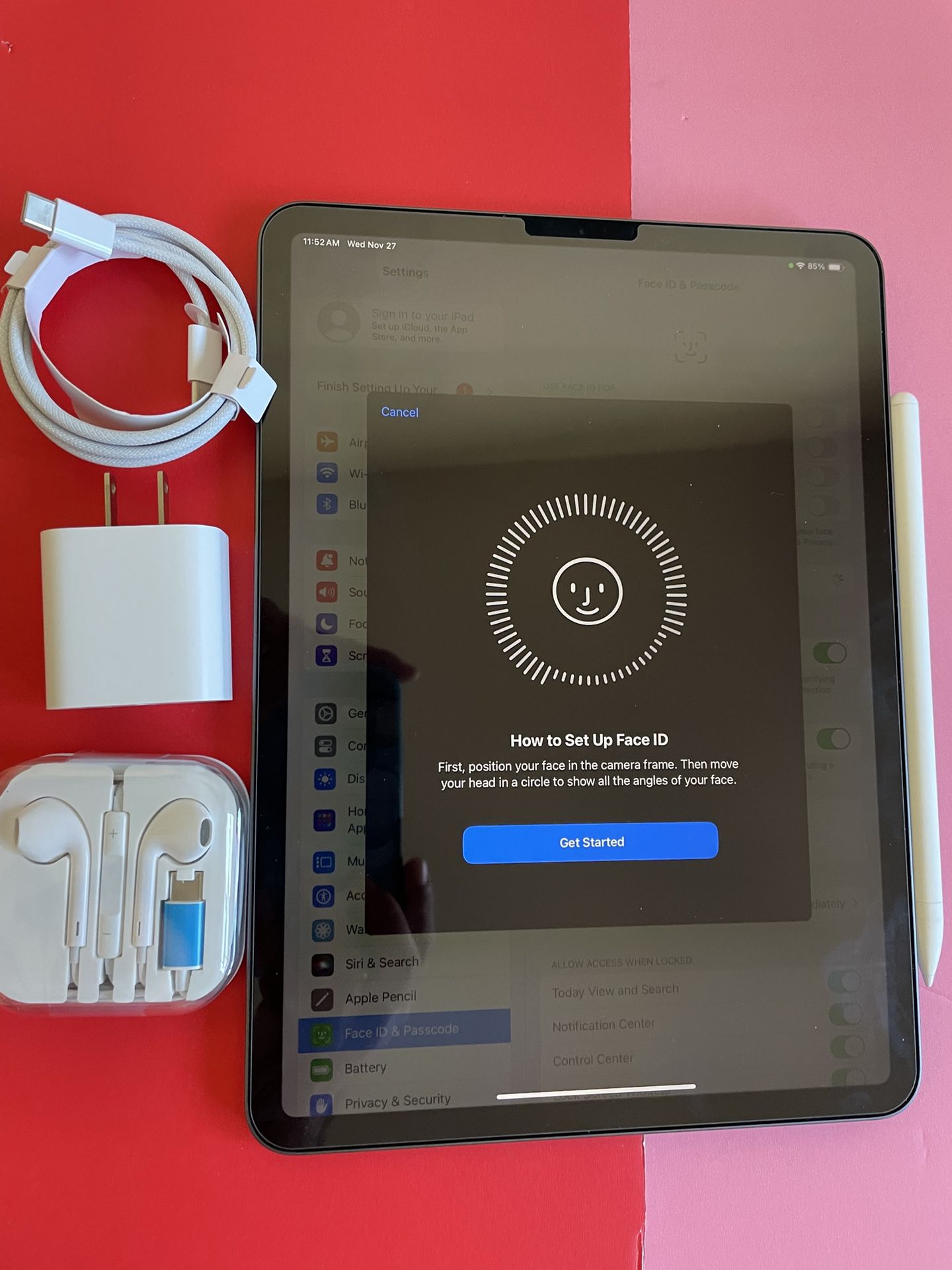 Apple IPad Pro 11” (Face ID / Liquid Retina / 2018 Model ) 64GB with Keyboard case, stylus pen & Accessories (256GB $469)