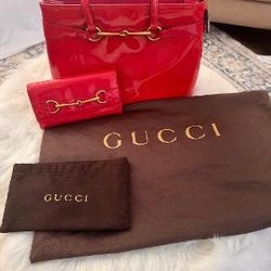 Red Bright Bit Gucci Satchel With Matching Wallet 