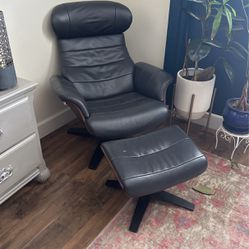 Lounge Leather Chair And Ottoman 