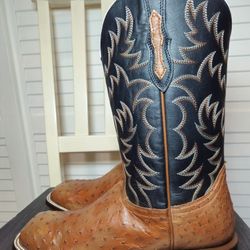 Cody James Full Quill Cognac Ostrich Western Boots Square Toe Mens Sz. 10
