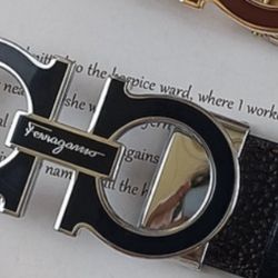 Brand New Ferragamo Belt With Black Buckle And Silver Surround Size 32-40 