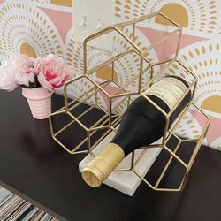 Gold Honeycomb Wine Rack 